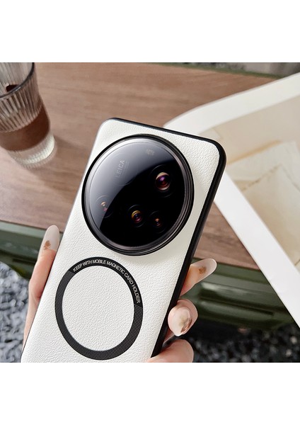 Xiaomi 15 Ultra Kılıf Için Düşmeyi Önleyici Pu Deri + Magsafe-Red ile Uyumlu Tpu Kapak (Yurt Dışından)