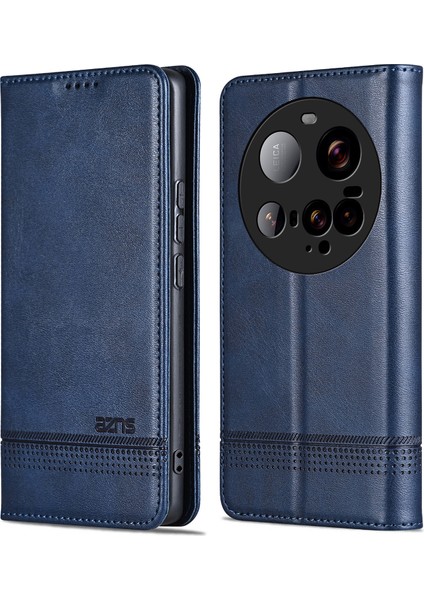 Azns Xiaomi 15 Ultra Kılıf Sığır Derisi Doku Pu Deri Cüzdan Telefon Kapağı-Mavi (Yurt Dışından)