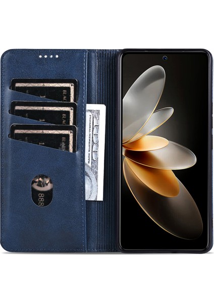 Azns Xiaomi 15 Ultra Kılıf Sığır Derisi Doku Pu Deri Cüzdan Telefon Kapağı-Mavi (Yurt Dışından)
