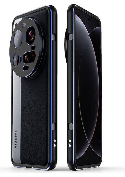 Xiaomi 15 Ultra Tampon Kılıfı Metal Çerçeve Telefon Kapağı, Kamera Lens Korumalı-Siyah/mavi (Yurt Dışından)