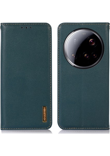 Khazneh Xiaomi 15 Ultra Kılıf Cüzdan Hakiki Inek Deri Telefon Kapağı Nappa Doku-Yeşil (Yurt Dışından)