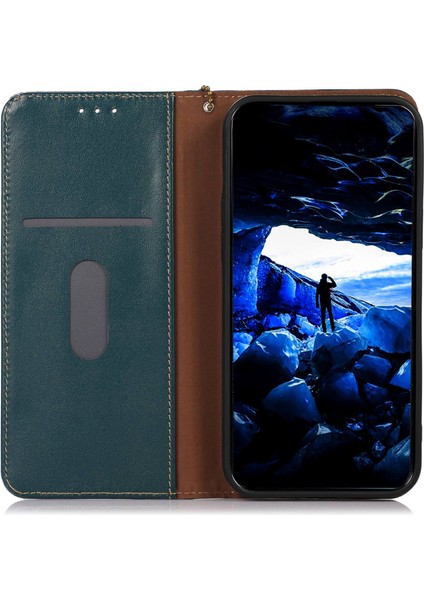 Khazneh Xiaomi 15 Ultra Kılıf Cüzdan Hakiki Inek Deri Telefon Kapağı Nappa Doku-Yeşil (Yurt Dışından)