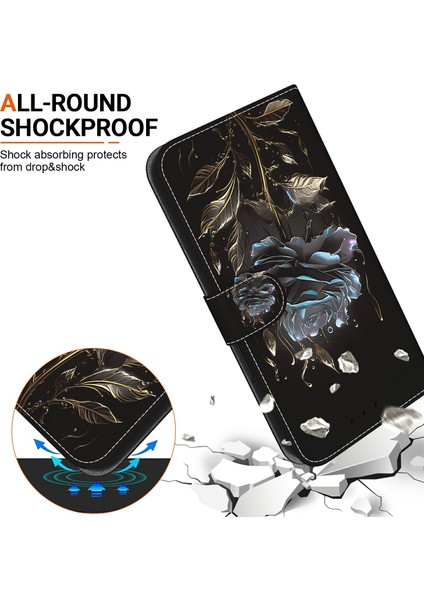 Xiaomi 15 Ultra Cüzdan Telefon Kılıfı Için Anti-Drop Deri Kapak Çevirin Desen Baskı-Siyah Gül (Yurt Dışından) fırsatları