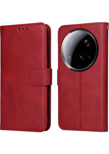 Xiaomi 15 Ultra Kılıf Cüzdan Pu Deri Folyo Flip Telefon Kapağı-Kırmızı (Yurt Dışından)