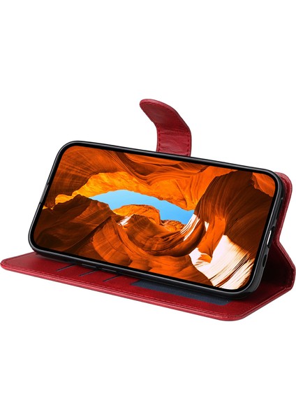 Xiaomi 15 Ultra Kılıf Cüzdan Pu Deri Folyo Flip Telefon Kapağı-Kırmızı (Yurt Dışından)