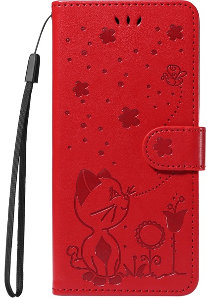 Xiaomi 15 Ultra Deri Cüzdan Kılıf Kedi Arı Desenli Telefon Kılıfı Stand-Kırmızı (Yurt Dışından) fiyatları