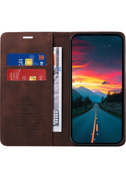 Betopnıce 003 Xiaomi 15 Ultra Kılıf Manyetik Kapatma Rfıd Engelleme Cüzdan Standı Deri Telefon Kapağı-Kahverengi (Yurt Dışından) fiyatları
