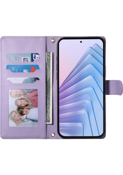 Xiaomi 15 Ultra Kılıf Eşkenar Dörtgen Dikişli Cüzdan Standı Uzun / Kısa Askılı Deri Telefon Kılıfı-Mor (Yurt Dışından) fırsatları