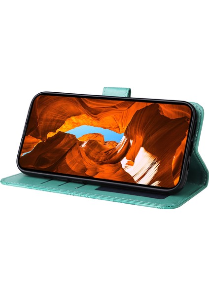 Xiaomi 15 Ultra Kılıf Ayçiçeği Baskılı Deri Cüzdan Telefon Kapağı-Yeşil (Yurt Dışından)