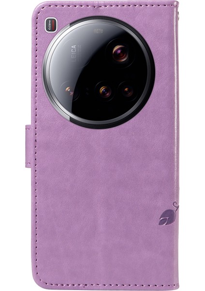 Xiaomi 15 Ultra Pu Deri Kılıf Çiçek Desenli Cüzdan Standlı Telefon Kapağı - Açık Mor (Yurt Dışından)