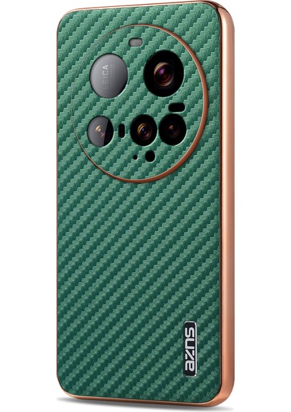 Azns Xiaomi 15 Ultra Kılıf Elektro Kaplama Karbon Fiber Doku Pu+Tpu Telefon Kapağı-Yeşil (Yurt Dışından)