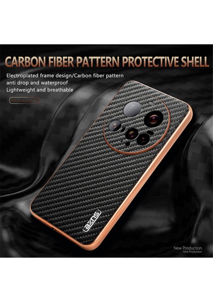 Azns Xiaomi 15 Ultra Kılıf Elektro Kaplama Karbon Fiber Doku Pu+Tpu Telefon Kapağı-Yeşil (Yurt Dışından)