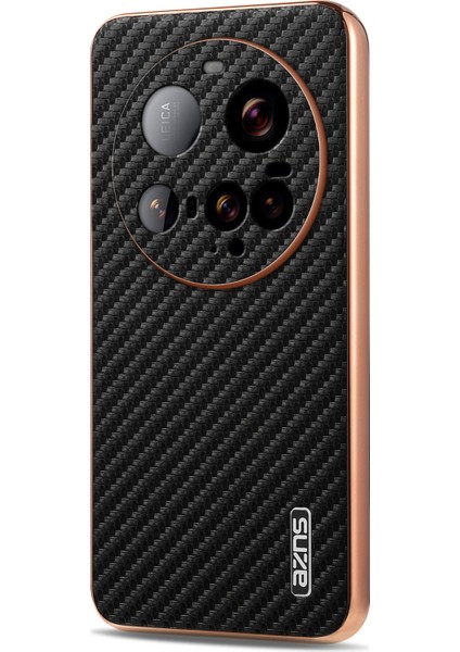 Azns Xiaomi 15 Ultra Kılıf Elektro Kaplama Karbon Fiber Doku Pu+Tpu Telefon Kapağı-Siyah (Yurt Dışından)