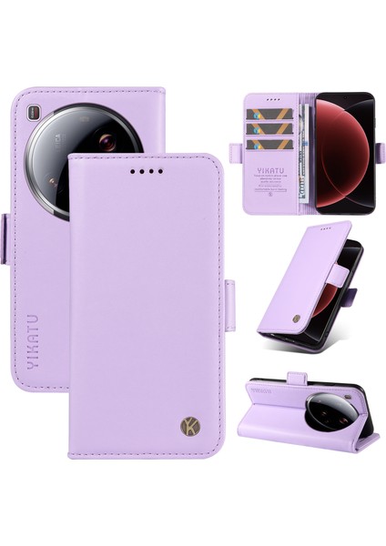Xiaomi 15 Ultra Cüzdan Telefon Kılıfı Yıkatu YK-003 Deri Stand Kapağı - Açık Mor (Yurt Dışından)