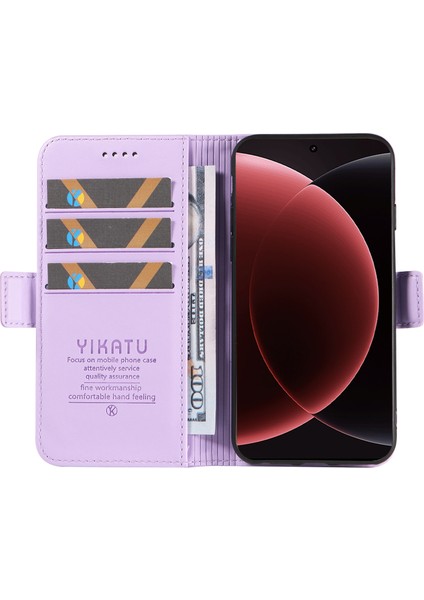 Xiaomi 15 Ultra Cüzdan Telefon Kılıfı Yıkatu YK-003 Deri Stand Kapağı - Açık Mor (Yurt Dışından)