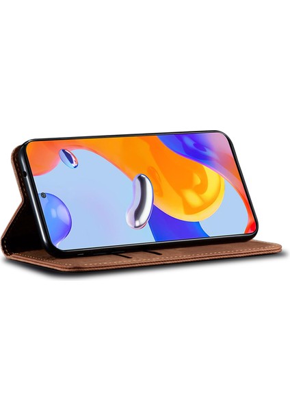 Xiaomi 15 Ultra Kılıf Kot Kumaş Doku Çizilmez Deri Standlı Telefon Kapağı-Kahve Için (Yurt Dışından)