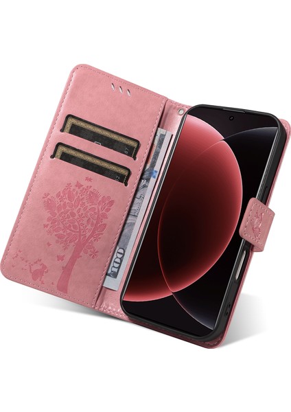 Xiaomi 15 Ultra Standlı Telefon Kılıfı Kedi Ağacı Desenli Deri Cüzdan Mobil Kapak-Pembe (Yurt Dışından) indirimleri