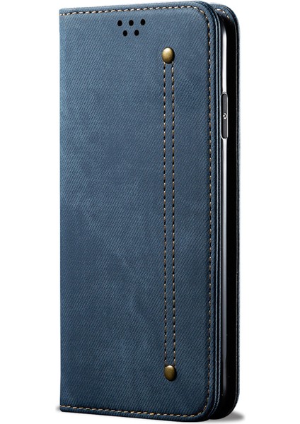 Xiaomi 15 Ultra Kılıf Kot Kumaş Dokusu Çizilmez Deri Standlı Telefon Kapağı-Mavi Için (Yurt Dışından)