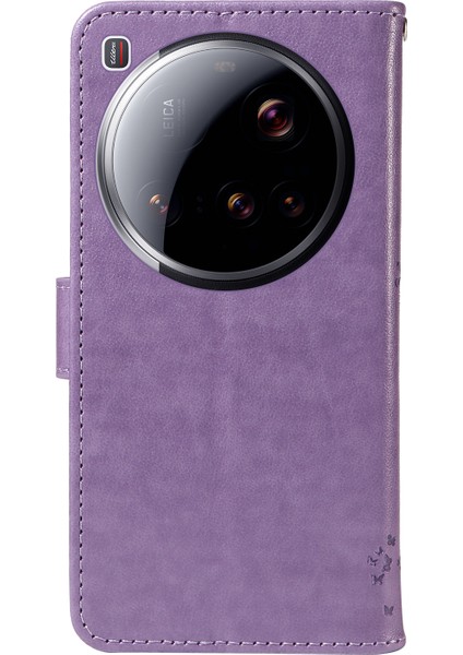 Xiaomi 15 Ultra Standlı Kedi Ağacı Desenli Deri Cüzdan Mobil Kapaklı Telefon Kılıfı - Açık Mor (Yurt Dışından) modelleri