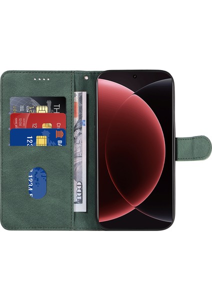 Xiaomi 15 Ultra Cüzdan Kılıfı Deri Telefon Kılıfı Kavisli Çizgi Tasarımlı-Yeşil (Yurt Dışından) fırsatları