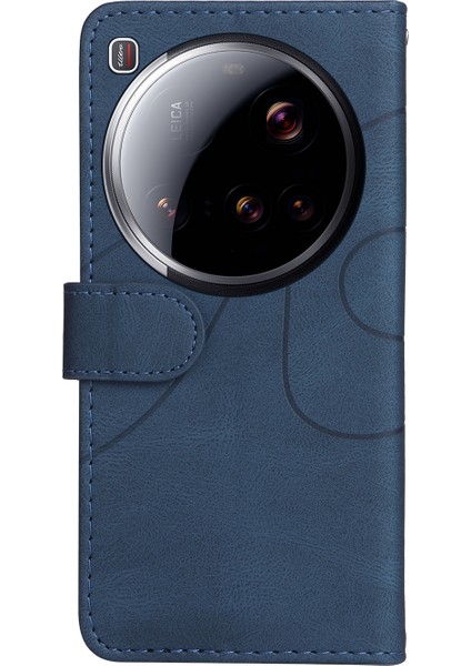 Xiaomi 15 Için Ultra Deri Telefon Kılıfı Çift Renkli Ekleme Tasarımlı Cüzdan Standı-Mavi (Yurt Dışından) modelleri