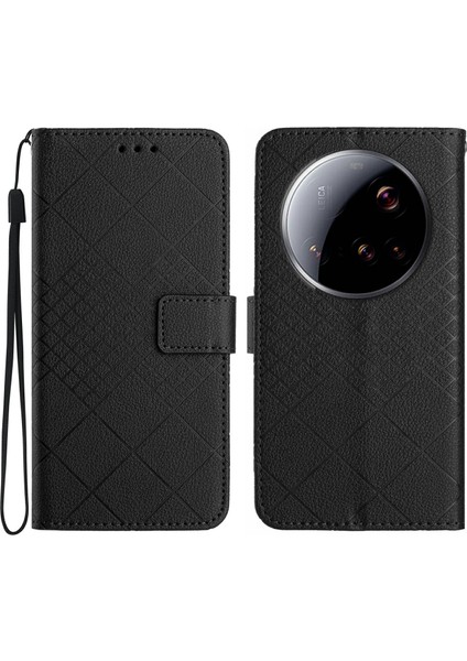 Xiaomi 15 Ultra Telefon Kılıfı Için Cüzdan Baskı Pu Deri Flip Folyo Kapak-Siyah (Yurt Dışından)