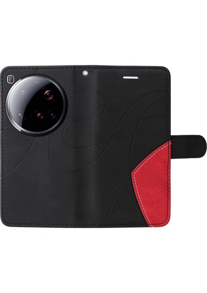 Xiaomi 15 Için Ultra Deri Telefon Kılıfı Çift Renkli Ekleme Tasarımlı Cüzdan Standı-Siyah (Yurt Dışından) fırsatları
