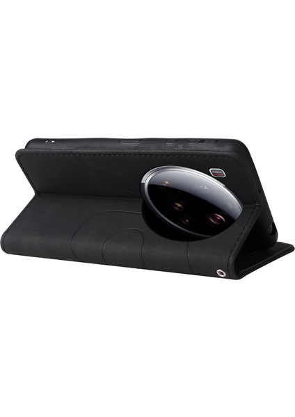 Xiaomi 15 Için Ultra Deri Telefon Kılıfı Çift Renkli Ekleme Tasarımlı Cüzdan Standı-Siyah (Yurt Dışından) indirimleri