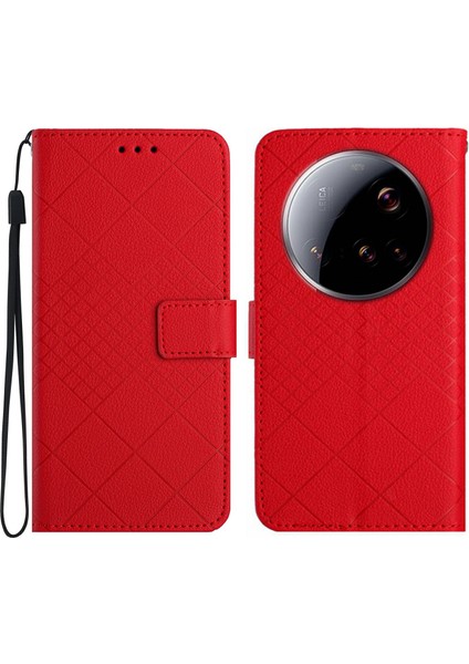 Xiaomi 15 Ultra Telefon Kılıfı Cüzdan Baskı Pu Deri Flip Folyo Kapak-Kırmızı (Yurt Dışından)