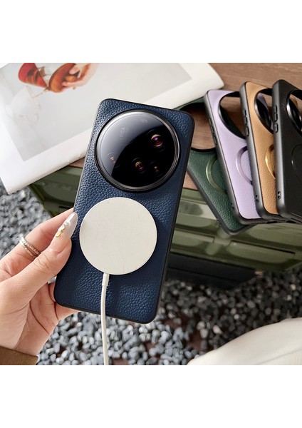 Xiaomi 15 Ultra Kılıf Magsafe Pu Deri+Tpu Telefon Arka Kapağı ile Uyumlu-Mavi (Yurt Dışından) fiyatları
