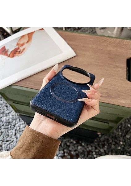 Xiaomi 15 Ultra Kılıf Magsafe Pu Deri+Tpu Telefon Arka Kapağı ile Uyumlu-Mavi (Yurt Dışından) fırsatları