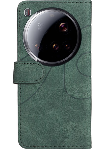 Xiaomi 15 Için Ultra Deri Telefon Kılıfı Çift Renkli Ekleme Tasarımlı Cüzdan Standı-Yeşil (Yurt Dışından) modelleri