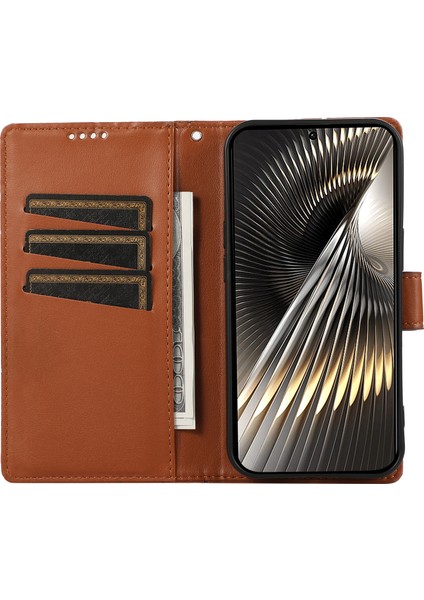 Df-06 Xiaomi 15 Ultra Telefon Kılıfı Hattı Baskı Deri Cüzdan Kapağı-Kahverengi (Yurt Dışından) fiyatları