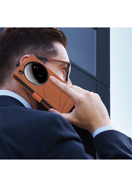 Df-06 Xiaomi 15 Ultra Telefon Kılıfı Hattı Baskı Deri Cüzdan Kapağı-Kahverengi (Yurt Dışından) indirimleri