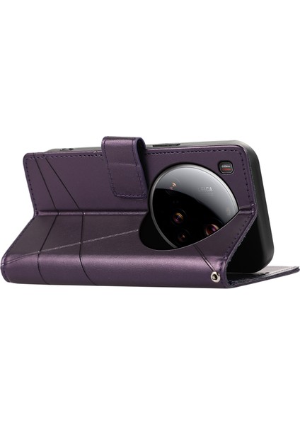 Df-06 Xiaomi 15 Ultra Telefon Kılıfı Hattı Baskı Deri Cüzdan Kapağı-Mor (Yurt Dışından) fırsatları