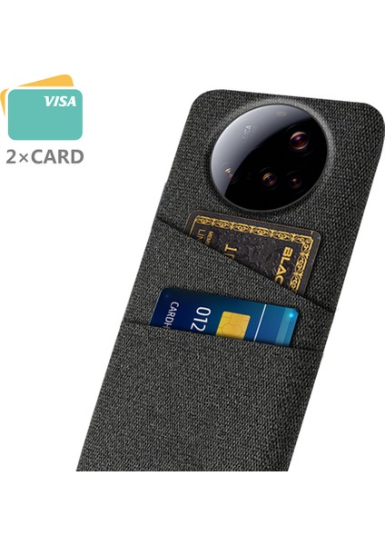 Xiaomi 15 Ultra Kılıf Bezi + Çift Kart Yuvalı Sert Pc Telefon Kapağı-Siyah (Yurt Dışından)