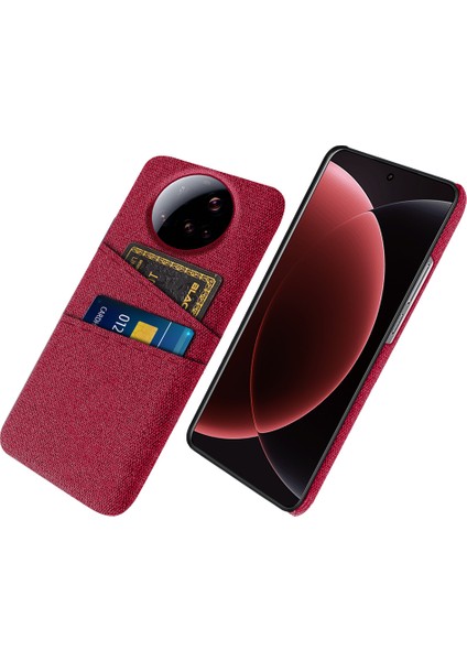 Xiaomi 15 Ultra Kılıf Bezi + Çift Kart Yuvalı Sert Pc Telefon Kapağı-Kırmızı (Yurt Dışından)