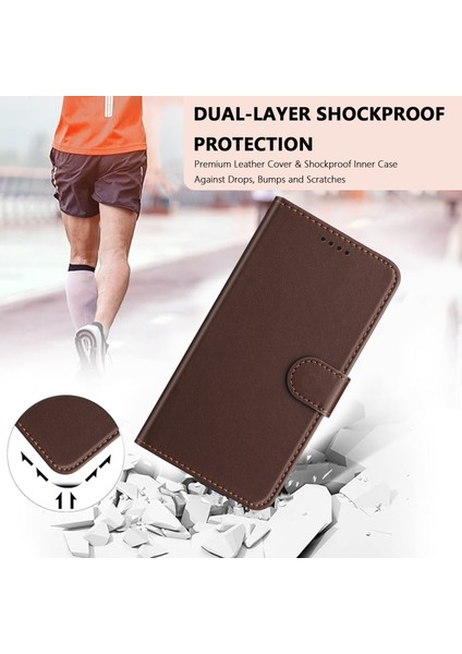 Xiaomi 15 Ultra Deri Kılıf Cüzdan Standı Düz ​​renk Anti Drop Telefon Kapağı-Kahverengi (Yurt Dışından) modelleri