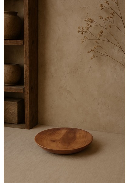 Teak Ahşap Yuvarlak Tabak 12 x 12 cm