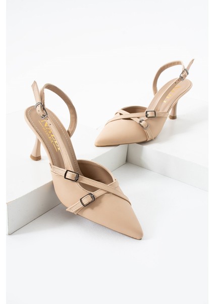 Çift Toka Detaylı Arkası Açık Rugan Sivri Burun 8 cm Ince Topuklu Stiletto Kadın Ayakkabı fırsatları