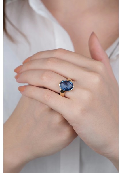 14 Ayar Altın Lacivert Taşlı Yüzük 895 fiyatları