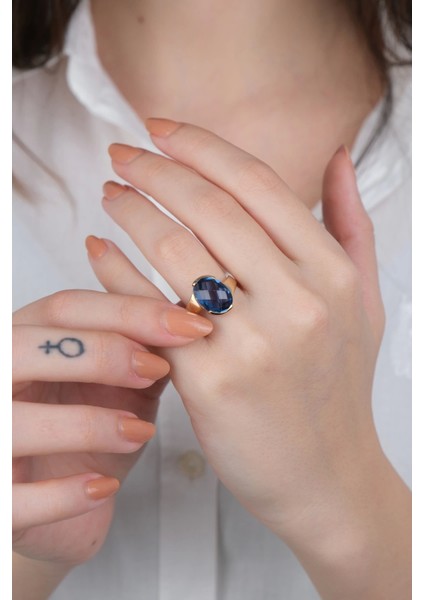 14 Ayar Altın Lacivert Taşlı Yüzük 895 modelleri