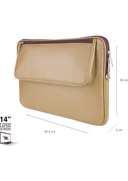 S.deri Laptop Çantası,tablet Çantası,14'' Inç,vegan,omuz ve Valiz Askılı,aksesuar ve Evrak Cepli,25.5*36*2 Cm.,vizon fiyatları