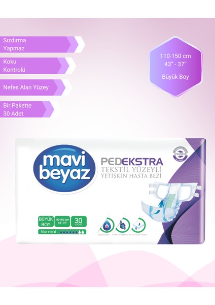 Ped Ekstra Bel Bantlı Hasta Bezi Büyük Boy 30'lu