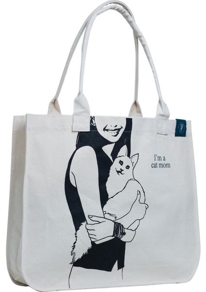 Canvas Çanta - Kedi Annesi/ Doğalbej Canvas Kumaş Emprime Baskı fiyatları