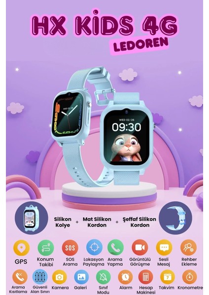 Hx Kids 4g Max Sim Kartlı Harvox Akıllı Çocuk Saati Gps Konum Takibi Görüntülü Konuşma 4g Destekli