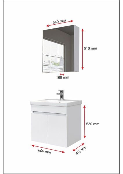 Star Banyo Dolabı Seti ( 60 cm Parlak Beyaz Aynalı Lavabolu Mdf ) modelleri