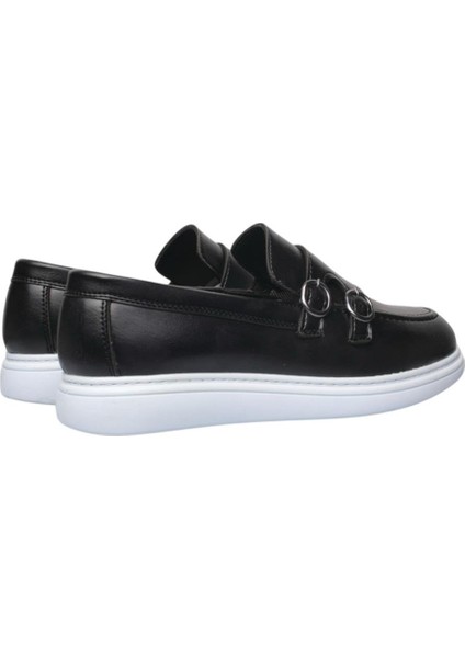 Erkek Ortopedik Jel İç Taban Comfort Tokalı Günlük Ayakkabı SİYAH - BEYAZ