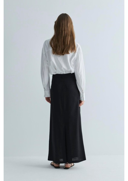 Siyah Marie Maxi Keten Etek