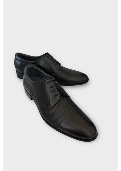 Erkek Bağcıklı Klasik Hakiki Deri Ayakkabı SİYAH